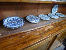 Five matching 19th Century, Chinese plates, decorated flower and two others