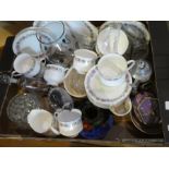 A box of china and glassware
