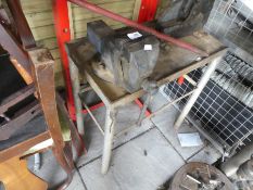 Small metal bench with vice and guillotine attached
