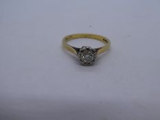 18ct yellow gold solitaire diamond ring, approx 0.3 carat, size Q, marked 750, gross approx 3.2g