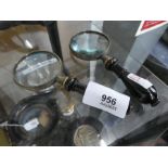 Two x 2" plated magnifying glass