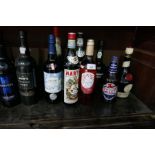 Two bottles of Port, Sherry and others