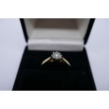 9ct yellow gold solitaire diamond ring, size, N/O, marked 375