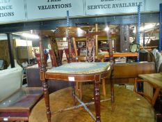 A mahogany bijoutiere table and an Edwardian corner chair