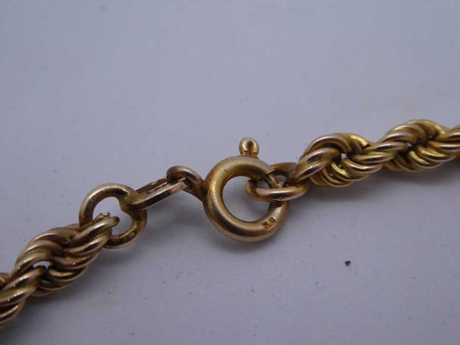 9ct 375 yellow gold ropetwist design neckchain, marked 375, 10.1g approx, 41cm - Image 2 of 3