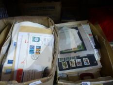 Two boxes of various stamps and First Day Covers