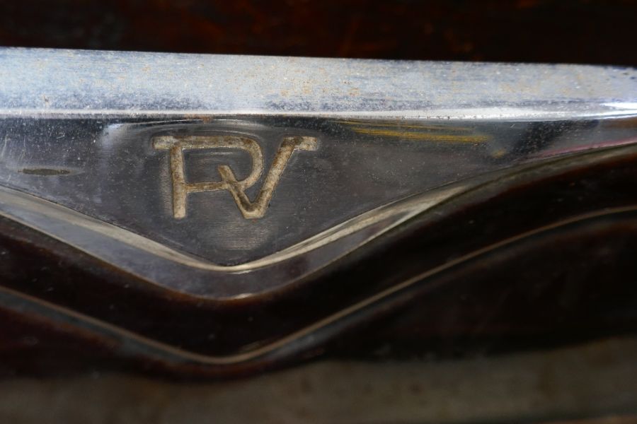 An old brown enamelled cast iron croissant stove, probably 1950s bearing initials PV, 51cm - Image 9 of 10