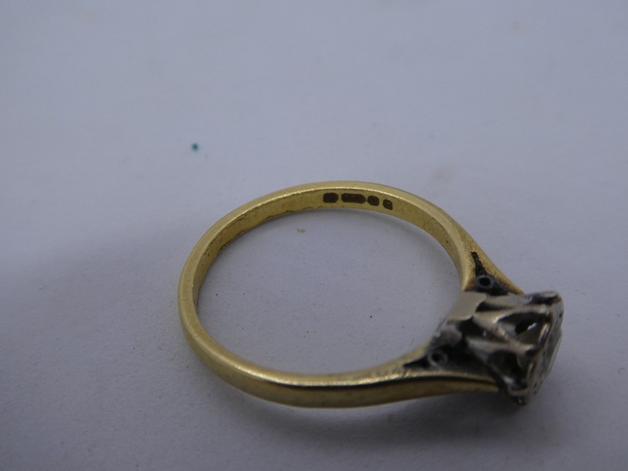 18ct yellow gold solitaire diamond ring, approx 0.3 carat, size Q, marked 750, gross approx 3.2g - Image 3 of 3