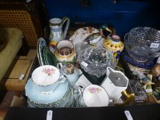 One box of china, glass and sundries to include Aynsley, Denby, bird ornaments, etc