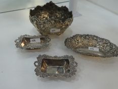 Two small Victorian silver trinket dishes of ornate decoration, decorative pieces, hallmarked Sheffi