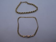 Two 9ct yellow gold bracelets one of ropetwist design, marked 375, 19cm, 6.1g approx
