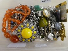 A collection of silver and other costume jewellery to include silver gate link bracelet, vintage wri