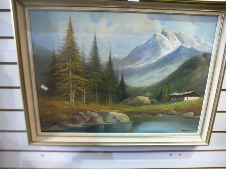 Two oil pictures depicting landscape scenes - Image 2 of 2