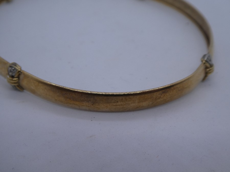 Two 9ct yellow gold bangles, the largest 7cm diameter, both marked 375, 9.4g approx - Image 3 of 3