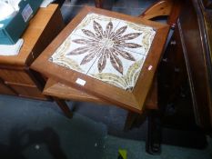 Three items of Nathan furniture and two tiled top coffee tables