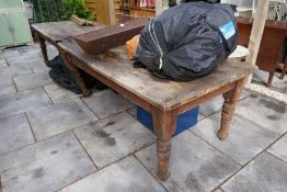 A large pine farmhouse table over 3m long, AF