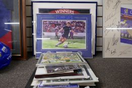A quantity of Chelsea football club signed photographs and similar including Frank Lampard, Jose Mou
