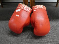 Boxing gloves signed Alan Minter, World Middle Weight Champion