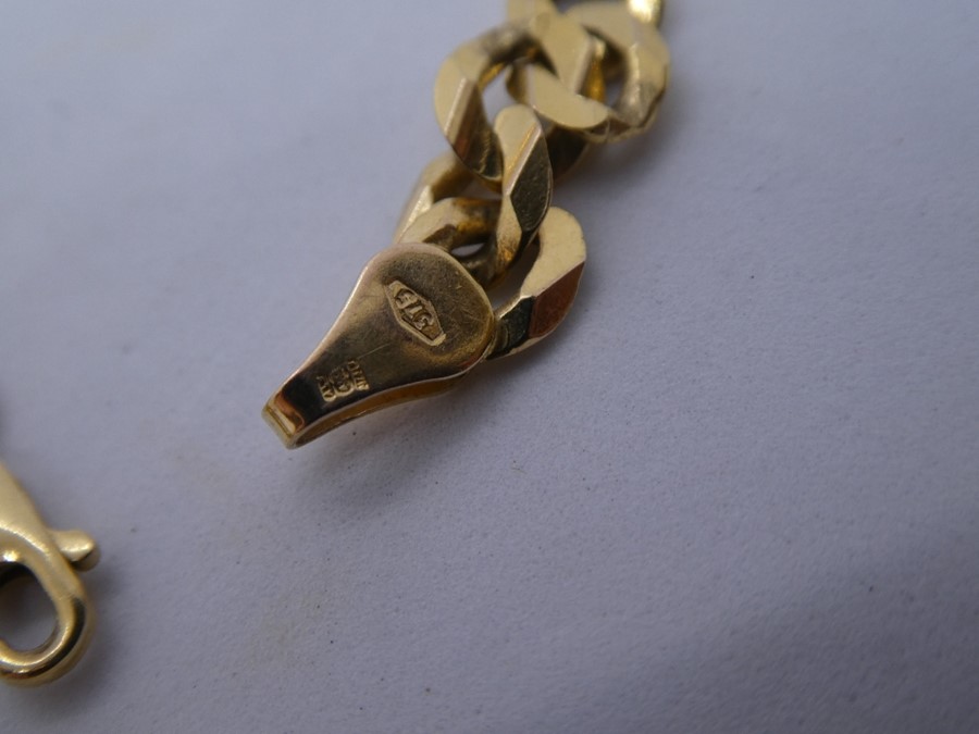 9ct yellow gold curb link bracelet, marked 375, 21cm, approx 8.8g - Image 3 of 3