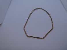 9ct yellow gold herringbone neckchain, marked 375, 5.2g approx, 63cm