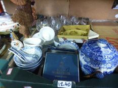 Two box of mixed china, glassware to incl. glasses, bowls, plates, oriental figures etc