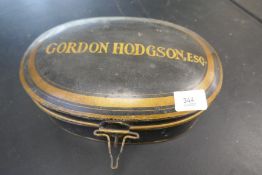 Victorian Barrister's wig and accessories in oval black and gilt for Gordon Hodgson Esq