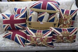A quantity of Union Jack cushions