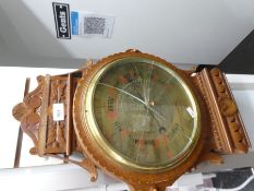 Carved wooden mounted barometer AF