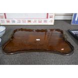 An Edwardian mahogany inlaid 2 handled tray, having concave sides, 66cm
