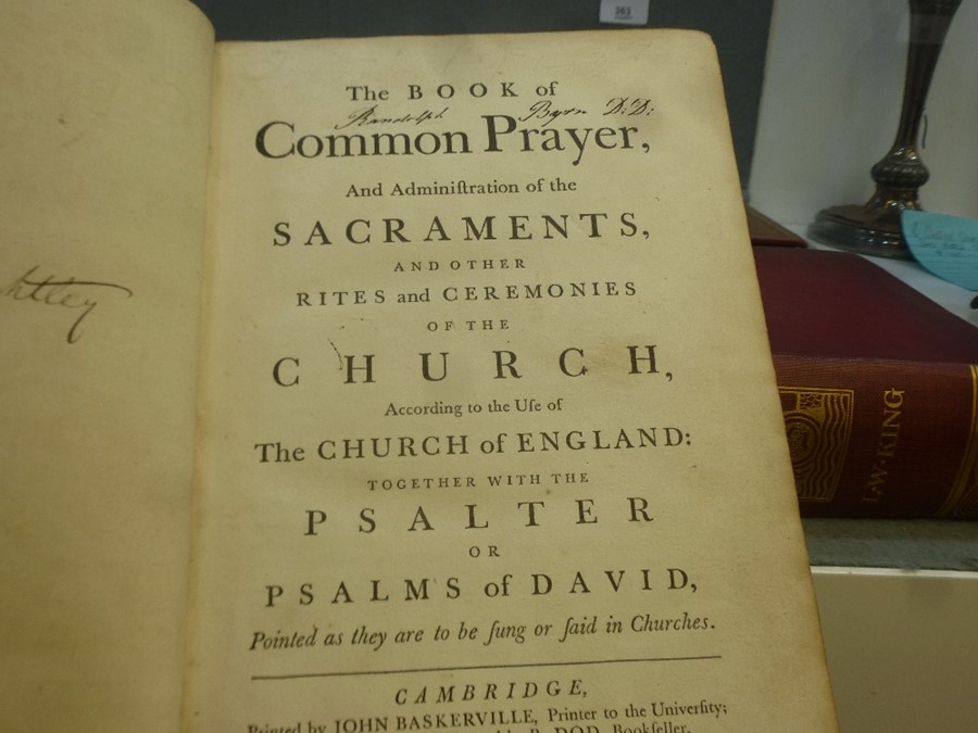 'The Book of Common Prayer' 1761, by John Baskerville in red leather and gilt cover, and 'A History - Image 2 of 8