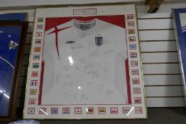 Of football interest, an England World Cup 2006 football shirt signed at Baden Baden training ground