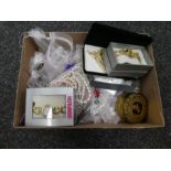 Box of mixed modern costume jewellery, to incl. synthetic ruby, watches, pearl necklaces etc