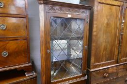 Reproduction oak bureau and similar oak standing corner cupboard