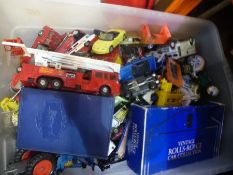 A Large box of Die Cast vehicles to include Matchbox, Corgi all play worn