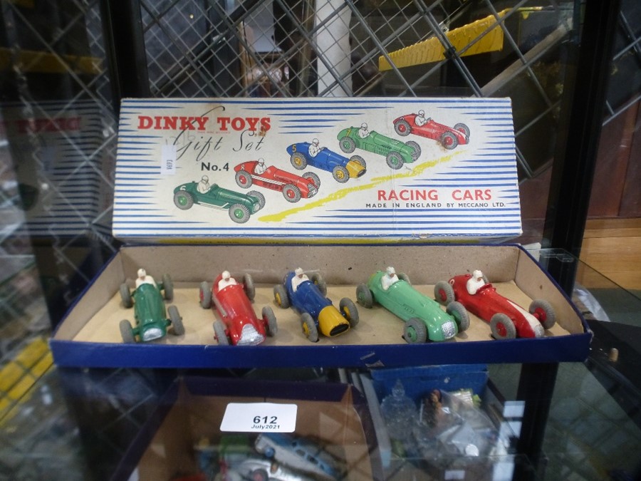 Dinky Gift Set No. 4 racing cars, appear in good bright original paintwork, in good original box wit - Image 6 of 10