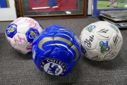 Three Chelsea signed footballs