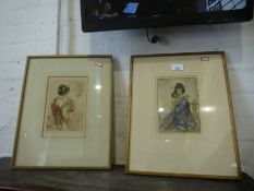 Two pencil signed etchings of Japanese figures by Robert Herdman-Smith