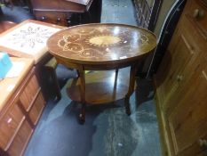 An Edwardian inlaid oval two tier table