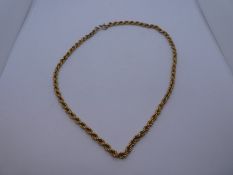 9ct 375 yellow gold ropetwist design neckchain, marked 375, 10.1g approx, 41cm