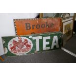 An old Liptons Tea enamel sign  (2 piece), and a Brooke Bond Tea sign