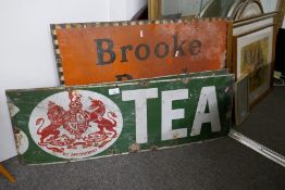 An old Liptons Tea enamel sign  (2 piece), and a Brooke Bond Tea sign