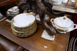 A quantity of Polish white and gilt dinner ware