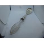 Good quality hallmarked silver fruit spoon, with cut glass handle, Birmingham 1937,