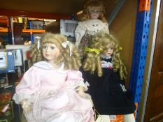 A quantity of large collector's dolls, some boxed - 10 in total
