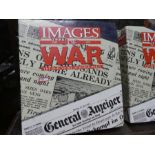 Three folders full of images of War magazines and a Battle of Britain illuminated light box