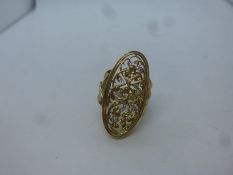 9ct yellow gold oval design dress ring, marked 9K, size N, 5.8g