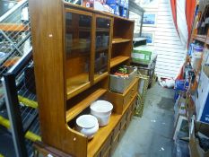 Mid century Macintosh in style sideboard display cabinet with bookcase