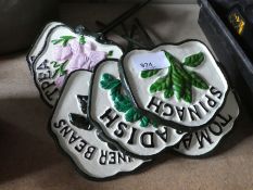 6 x salad cast iron signs