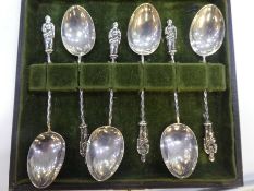 A set of six silver Apostle spoons cased.  Hallmarked Chester 1911 S. Blanckensee and Son Ltd. with