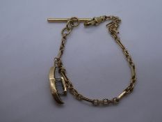 9ct yellow gold bracelet with bar and single charm of a gondola marked 375, 20cm, approx 7.6g